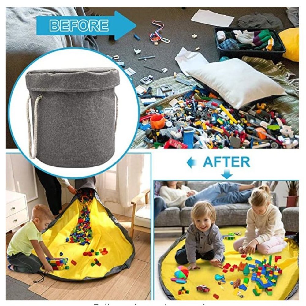 NEW 2 in 1 Toy Storage Bin Foldable Toy Bag Play Mat Indoor and Outdoor - Picture 2 of 11
